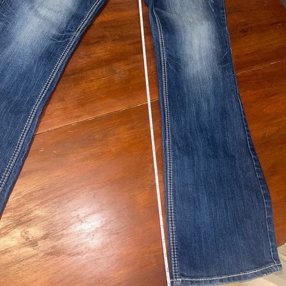 LOVE NATION Denim Blue Jeans Size 10 Bling Pocket Bootcut Mid-Rise Embroidered - Picture 8 of 8